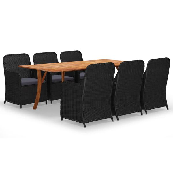 vidaXL 7 Piece Garden Dining Set Black