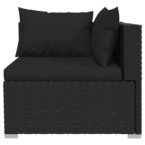 vidaXL 12 Piece Garden Lounge Set with Cushions Poly Rattan Black