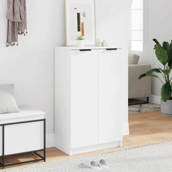 vidaXL Shoe Cabinet White 59x35x100.5 cm Engineered Wood