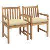 vidaXL Garden Chairs 2 pcs with Cream White Cushions Solid Teak Wood