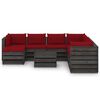 vidaXL 9 Piece Garden Lounge Set with Cushions Grey Impregnated Wood