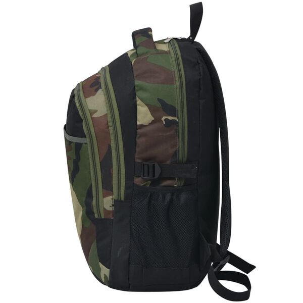 vidaXL School Backpack 40 L Black and Camouflage