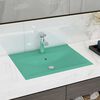 vidaXL Luxury Basin with Faucet Hole Matt Light Green 60x46 cm Ceramic