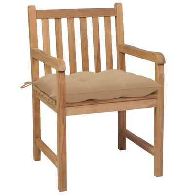 vidaXL Garden Chairs 4 pcs with Beige Cushions Solid Teak Wood