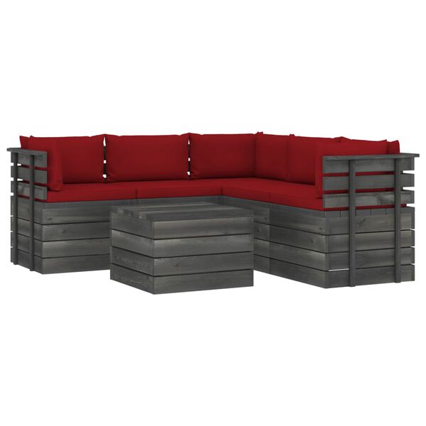 vidaXL 6 Piece Garden Pallet Lounge Set with Cushions Solid Pinewood