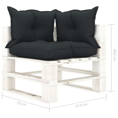 vidaXL Garden Pallet Sofa 3-Seater with Anthracite Cushions Wood