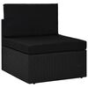 vidaXL Sectional Middle Sofa Poly Rattan Black