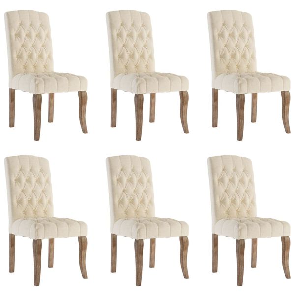 vidaXL Dining Chairs 6 pcs Beige Linen-Look Fabric
