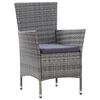 vidaXL 5 Piece Outdoor Dining Set with Cushions Poly Rattan Grey