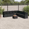 vidaXL 10 Piece Garden Sofa Set with Cushions Black Poly Rattan