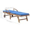 vidaXL Sun Loungers with Cushions 2 pcs Solid Teak Wood Blue