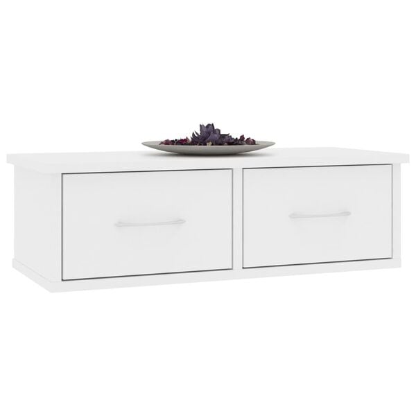 vidaXL Wall-mounted Drawer Shelf White 60x26x18.5 cm Engineered Wood