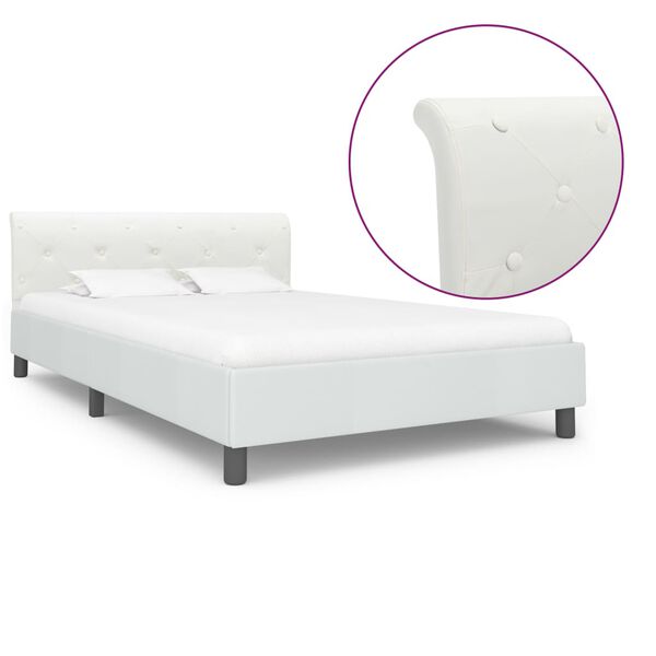 vidaXL Bed Frame without Mattress White Faux Leather 140x200 cm