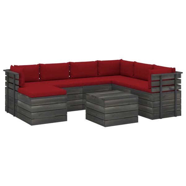 vidaXL 8 Piece Garden Pallet Lounge Set with Cushions Solid Pinewood