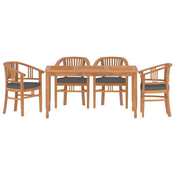 vidaXL 5 Piece Garden Dining Set Solid Wood Teak
