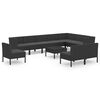 vidaXL 11 Piece Garden Lounge Set with Cushions Poly Rattan Black