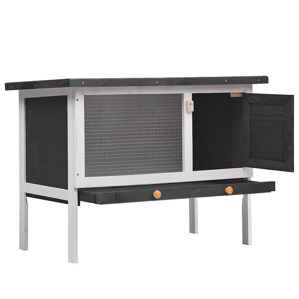 vidaXL Outdoor Rabbit Hutch 1 Layer Grey Wood