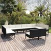 vidaXL 12 Piece Garden Lounge Set with Cushions Poly Rattan Black