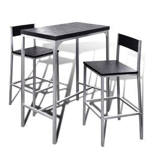 vidaXL Breakfast Bar Set | Black | Steel frame | Compact | Sleek