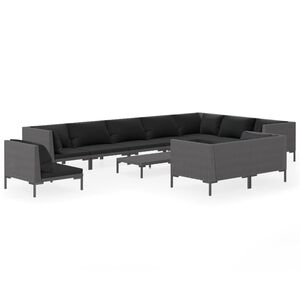 vidaXL Garden Lounge Set | Dark Grey | Powder-coated steel | Large