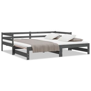 vidaXL Day Bed | Grey | Solid pinewood | Two single beds in one frame