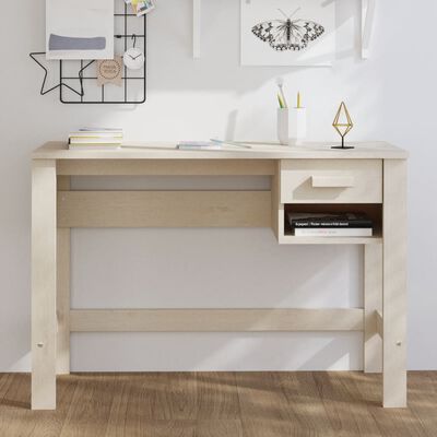 vidaXL Desk HAMAR Honey Brown 110x40x75 cm Solid Wood Pine