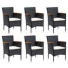 vidaXL 7 Piece Garden Dining Set with Cushions Poly Rattan Black