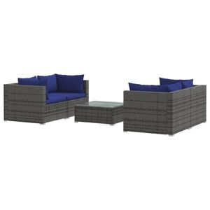 vidaXL Garden Lounge Set | Grey body, Dark blue cushions