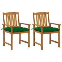 vidaXL Garden Chairs with Cushions 2 pcs Solid Acacia Wood