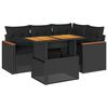 vidaXL 5 Piece Garden Sofa Set with Cushions Black Poly Rattan Acacia