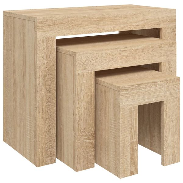 vidaXL Nesting Coffee Tables 3 pcs Sonoma Oak Engineered Wood