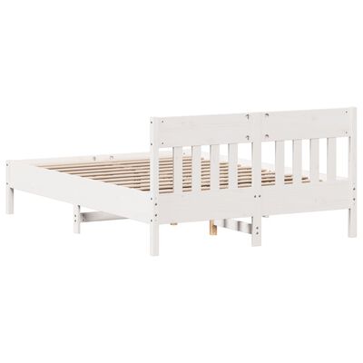 vidaXL Bed Frame with Headboard White 120x200 cm Solid Wood Pine