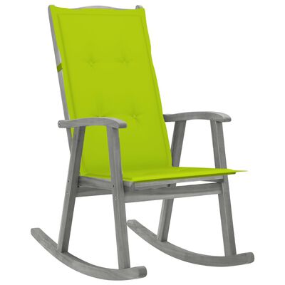 vidaXL Rocking Chair with Cushions Grey Solid Acacia Wood