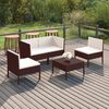 vidaXL 5 Piece Garden Lounge Set with Cushions Poly Rattan Brown