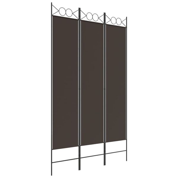 vidaXL 3-Panel Room Divider Brown 120x200 cm Fabric