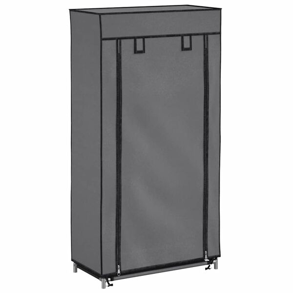 vidaXL Shoe Cabinet with Cover Grey 58x28x106 cm Fabric