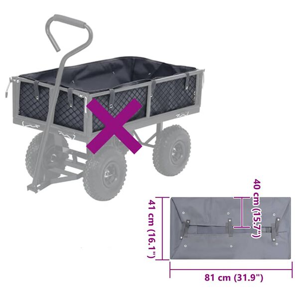 vidaXL Garden Cart Liner Dark Grey 81x41x40 cm Fabric