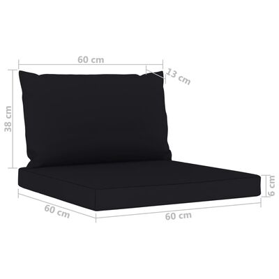 vidaXL 4-Seater Garden Sofa with Black Cushions