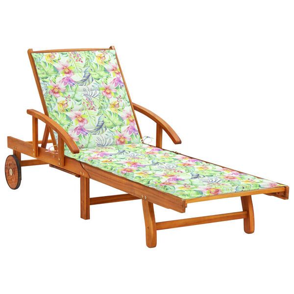 vidaXL Garden Sun Lounger with Cushion Solid Acacia Wood