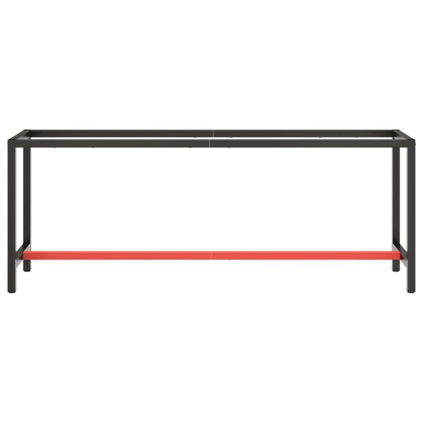 vidaXL Work Bench Frame Matte Black and Matte Red 210x50x79 cm Metal