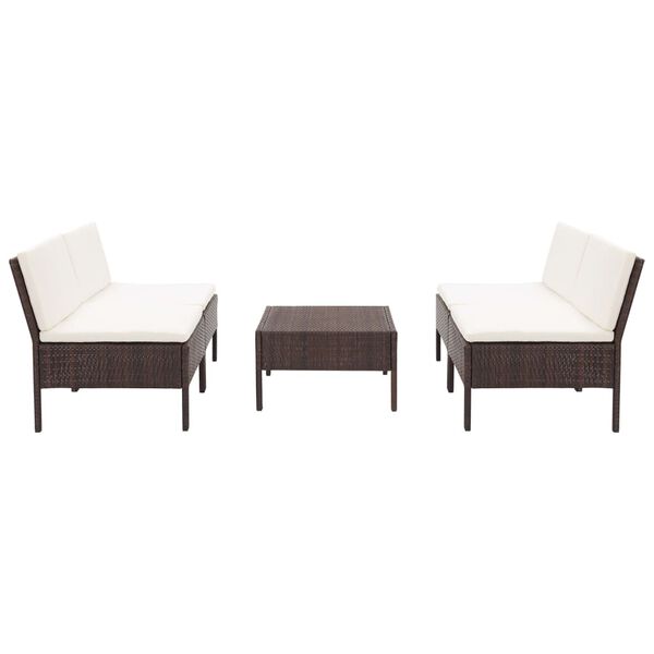 vidaXL 5 Piece Garden Sofa Set with Cushions Poly Rattan Brown