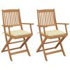 vidaXL Folding Garden Chairs 2 pcs with Cushions Solid Wood Acacia
