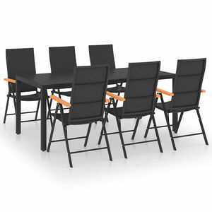 vidaXL 7 Piece Garden Dining Set Black and Brown