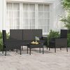 vidaXL 4 Piece Garden Lounge Set with Cushions Black Poly Rattan