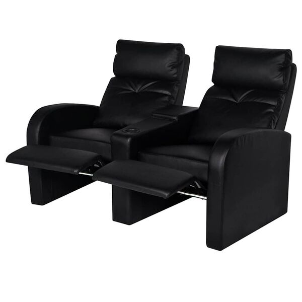 vidaXL LED Recliner 2-Seater Artificial Leather Black