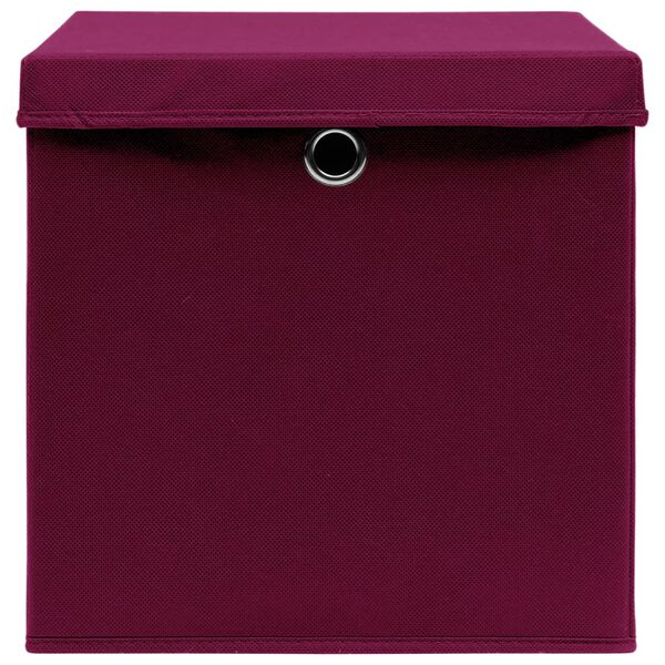 vidaXL Storage Boxes with Lids 4 pcs Dark Red 32x32x32 cm Fabric