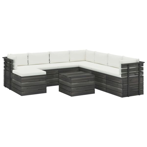 vidaXL 9 Piece Garden Pallet Lounge Set with Cushions Solid Pinewood