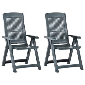 vidaXL Reclining Folding Chairs 2 pcs Plastic Green