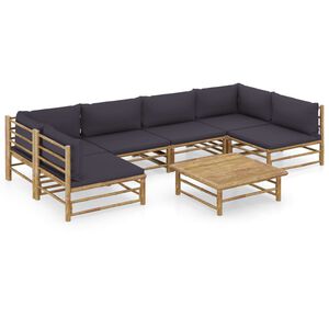 vidaXL Garden Lounge Set | Dark Grey | Bamboo, 100% Polyester | 7 Piece