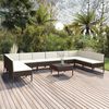 vidaXL 11 Piece Garden Lounge Set with Cushions Poly Rattan Brown